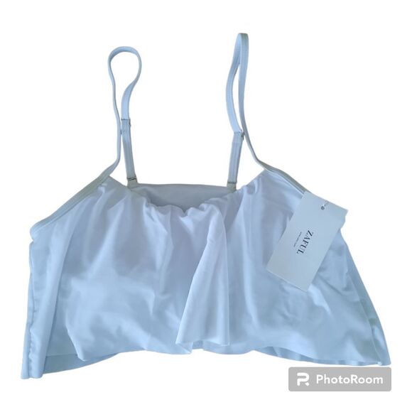 Zaful Ruffle Adjustable Straps Swimsuit Top - Picture 1 of 2